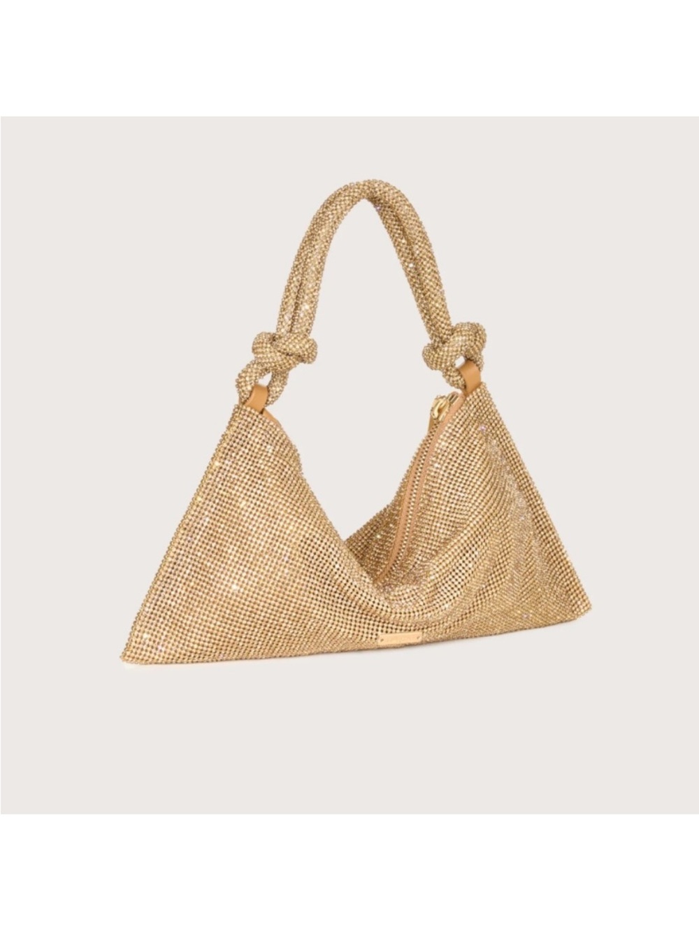 cult gaia Gold Crystal-Embellished Knotted Shoulder Hobo - Picture 3 of 7